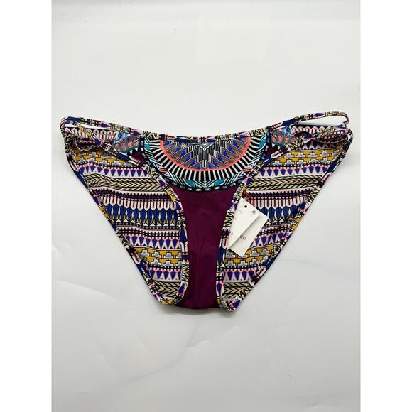 NWT Red Carter Reversible Tribal Native Full Cut Bikini Bottom Size Large - Picture 1 of 9
